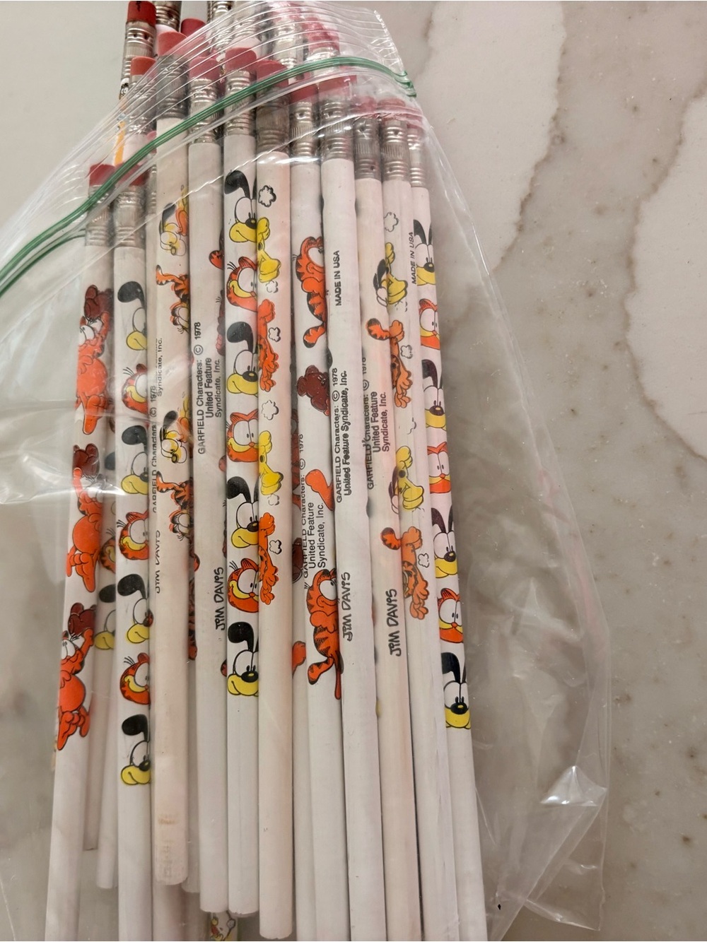 Collection of vintage 1978 Garfield wood pencils
